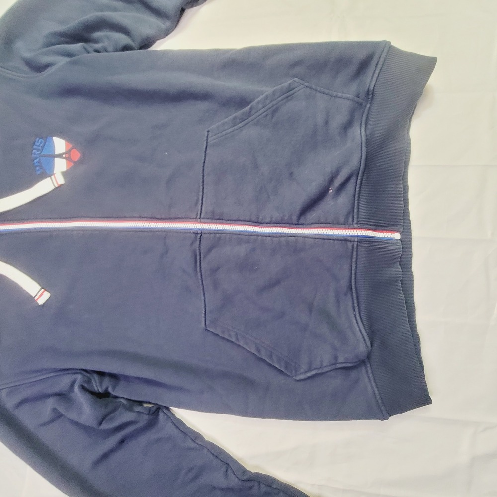 Air De Paris Men's XL Full Zip Hoodie Navy Blue Zipper Paris Shield Logo Q43 - Picture 6 of 15